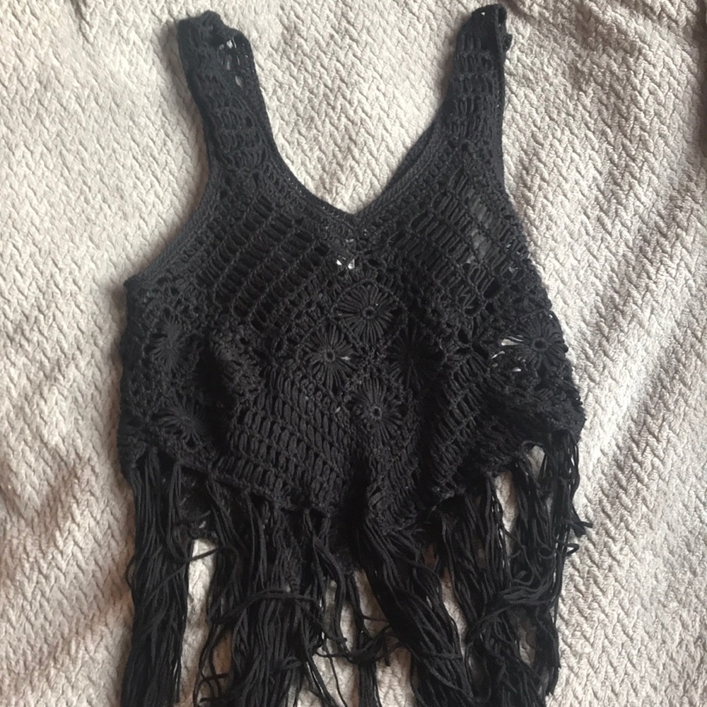 Black fringe top